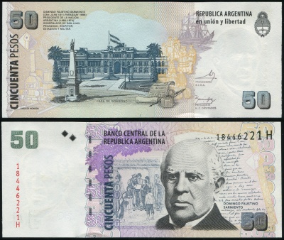 Аргентина. Банкнота 50 песо. ND(2013). Unc. Бумага. Кат# P.356f [Serie H]