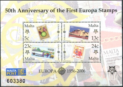 Мальта. 2006. 50-летие Европейского филателистического сотрудничества (Почтовый блок. MNH OG)