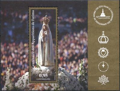 Люксембург. 2017. 100-летие Фатимским явлениям Девы Марии (Блок. MNH OG)