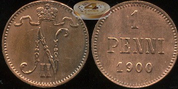 Финляндия (Российская). 1 пенни. 1900 (XF)