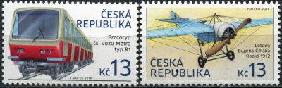 Чехия. 2014. Самолет Eugen Čihák´s RAPID, 1912 и Прототип вагона R1 (Серия Почтовых марок. MNH OG)