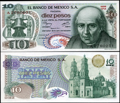 Мексика. 10 песо (Unc) 1977