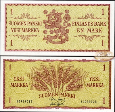 Финляндия. 1 марка (Unc) 1963
