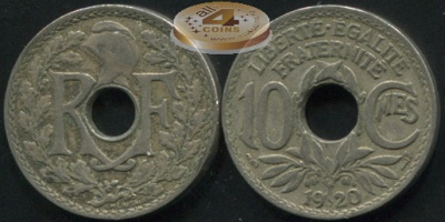 Франция. 10 сантимов. 1920 (VF)