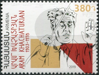 Армения. 2019. Арам Хачатурян (1903-1978), дирижер и композитор (Почтовая марка. MNH OG)