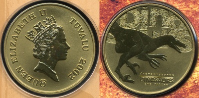 Тувалу. 1 доллар. Дромэозавр. 2002 (Unc)