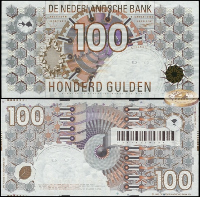 Нидерланды. 100 гульденов (Unc) 1992