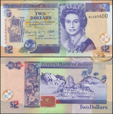 Белиз. 2 доллара (Unc) 2011