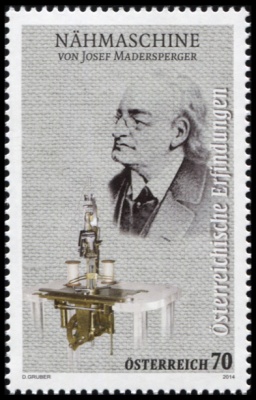 Австрия. 2014. Швейная машина. Йозеф Мадерспергер (Почтовая марка. MNH OG)