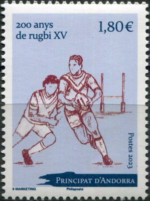 Андорра Французская. 2023. 200-летие Регби-15 (Почтовая марка. MNH OG)