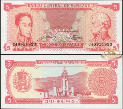Венесуэла. 5 боливаров (Unc) 1989