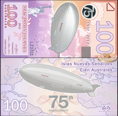 Джейсон Айленд. Банкнота 100 аустралей. 2012. Unc. Пластик. Кат# P.NL