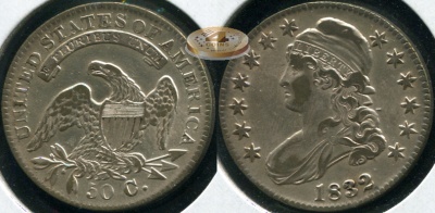 США. 1/2 доллара. 1832 (aXF. Серебро)
