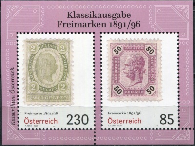 Австрия. 2020. Классические марки 1891/96 годов (Почтовый блок. MNH OG)