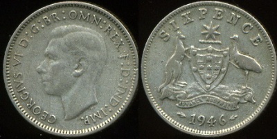 Австралия. 6 персов. 1946 (VF. Серебро)