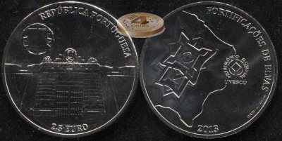 Португалия. 2.5 евро. 2013 (Unc) Гарнизонный пограничный город Элваш и его укрепления