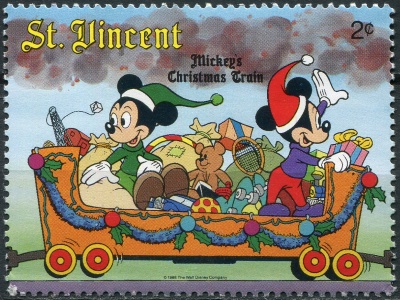 Сент-Винсент. 1988. Морти и Ферди в открытом вагоне (Почтовая марка. MNH OG)