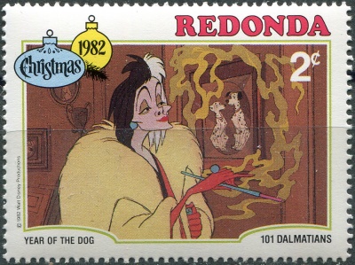 Редонда. 1982. Круэлла де Виль (Почтовая марка. MNH OG)