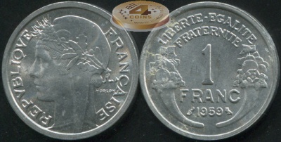 Франция. 1 франк. 1959 (Unc)