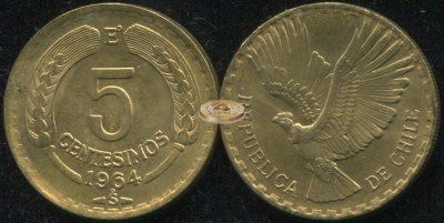 Чили. Монета 5 центезимо. 1964 (KM#190. Unc)