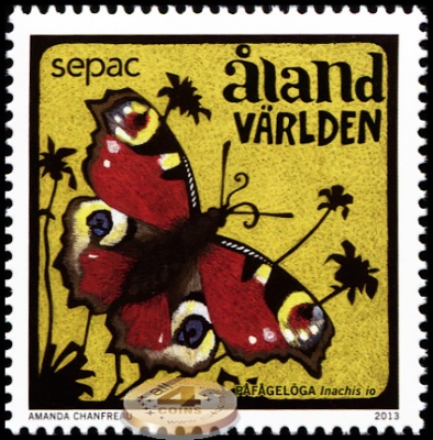 Аландские острова. 2013. Бабочка Павлиний глаз (Почтовая марка. MNH OG)