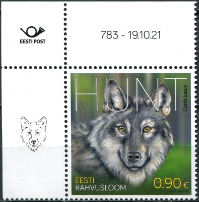 Эстония. 2021. Волк (Canis lupus) (I) (Почтовая марка. MNH OG)