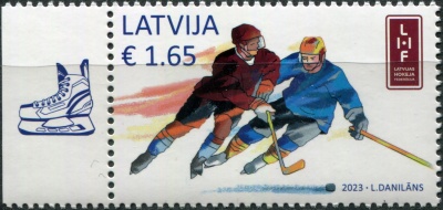 Латвия. 2023. Чемпионат мира по хоккею с шайбой (IV) (Почтовая марка. MNH OG)