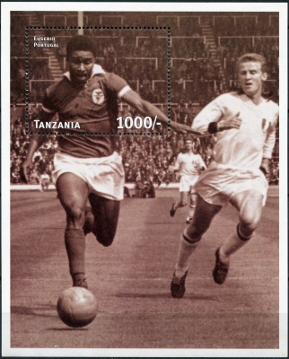 Танзания. 1997. Чемпионат мира по футболу во Франции (1998). Эйсебио (Блок. MNH OG)