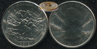 США. Монета 25 центов [Квотер]. 2012.P (KM#523. Unc) Denali [Alaska]