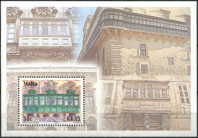 Мальта. 2007. Мальтийские балконы (Почтовый блок. MNH OG)