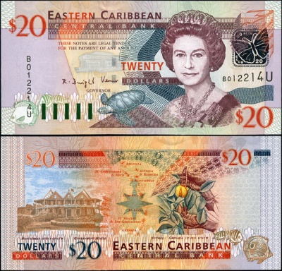 Восточные Карибы (Ангилья). 20 долларов (Unc) 2003