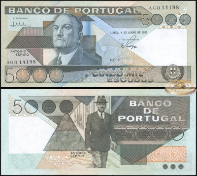 Португалия. 5000 эскудо (Unc) 1985