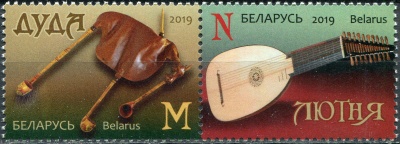 Беларусь. 2019. Традиционные музыкальные инструменты белорусов (Сцепка. MNH OG)