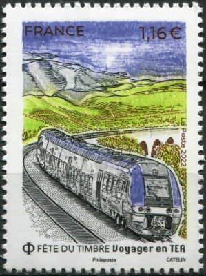Франция. 2022. Путешествие на поезде (Почтовая марка. MNH OG)