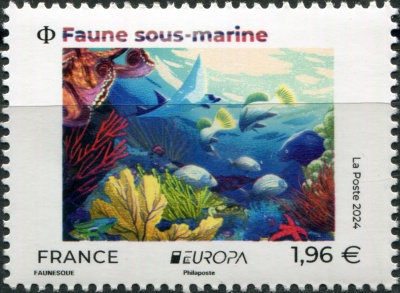 Франция. 2024. Подводная флора и фауна (Почтовая марка. MNH OG)