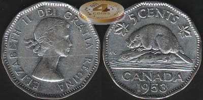 Канада. 5 центов. 1953 (XF+)
