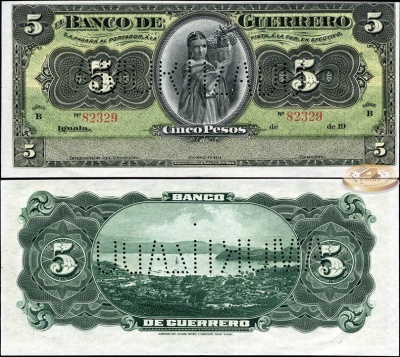 Мексика (Гуерреро). 5 песо (Unc) 1914