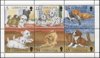 Гибралтар. 1996. Щенки (Малый лист. MNH OG)
