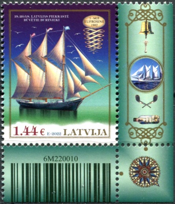 Латвия. 2022. 3-х мачтовый корабль "Евфросиния" (III) (Почтовая марка. MNH OG)