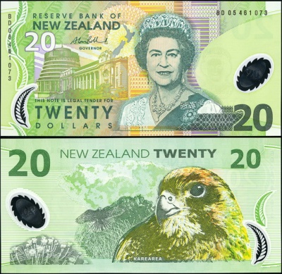 Новая Зеландия. 20 долларов (Unc. Пластик) 2005