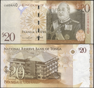 Тонга. Банкнота 20 паанга. ND(2014). Unc. Бумага. Кат.# P.41b