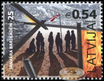 Латвия. 2016. 25 лет Январским Баррикадам (Почтовая марка. MNH OG)