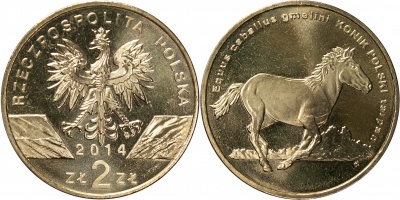 Польша. Монета 2 злотых. 2014 (KM#Y.896. Unc) Польский коник