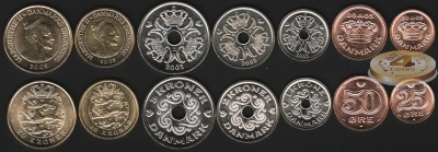 Дания. Набор №1 (7 монет) 2005