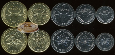 Мадагаскар. Набор №4 (5 монет) 1982-1989