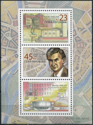 Чехия. 2020. Йозеф Гочар и архитектура города Градец-Кралове (Почтовый блок. MNH OG)