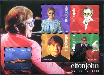 Мальта. 2003. Элтон Джон на Мальте (Почтовый блок. MNH OG)
