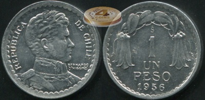 Чили. 1 песо. 1956 (Unc)