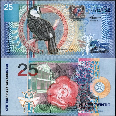 Суринам. 25 гульденов (Unc) 2000