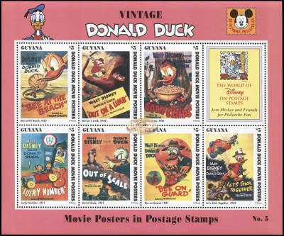 Гайана. 1994. Плакаты Кино на почтовых марках 5 (Малый лист. MNH OG)